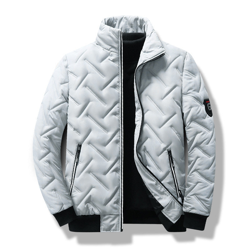 Blouson matelassé homme – Coupe slim – Col montant – Poches zippées – Ourlets côtelés