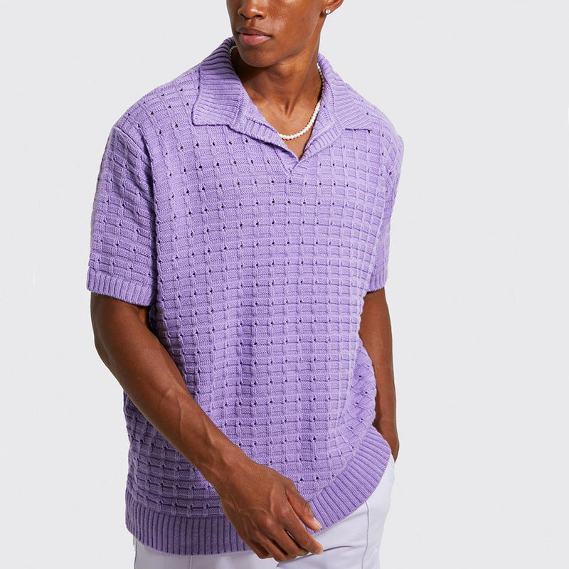 Polo Homme – Maille Respirante – Coupe Décontractée – Col V – Manches Courtes