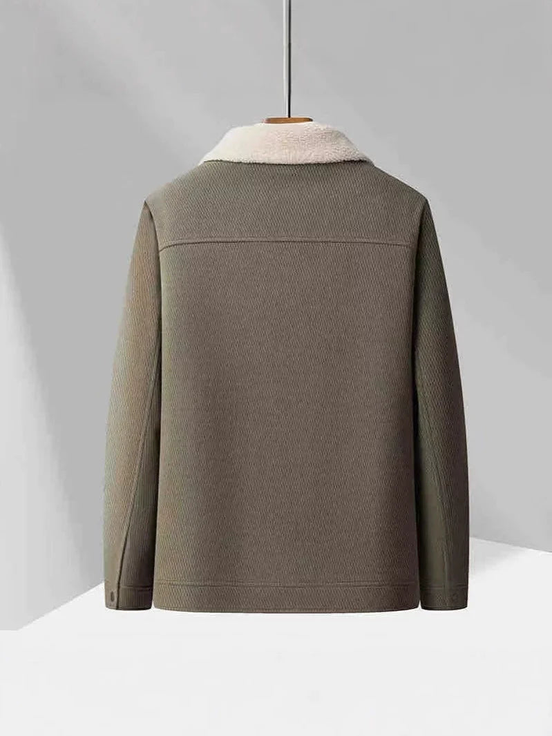 Veste homme – Coupe ajustée – Velours extérieur – Doublure laine – Col à revers – Boutonnage frontal – Style décontracté