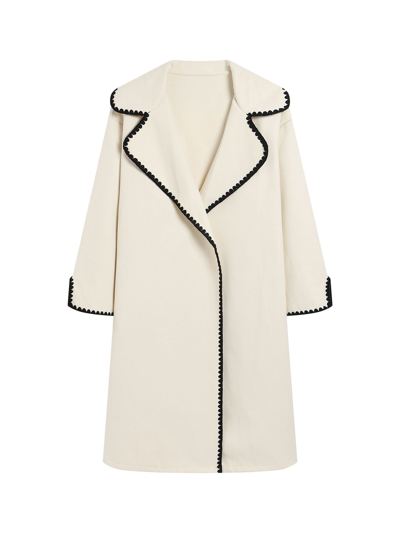 Veste coupe-vent femme – Coupe oversize – Laine – Longueur mi-cuisse – Broderie coquillage