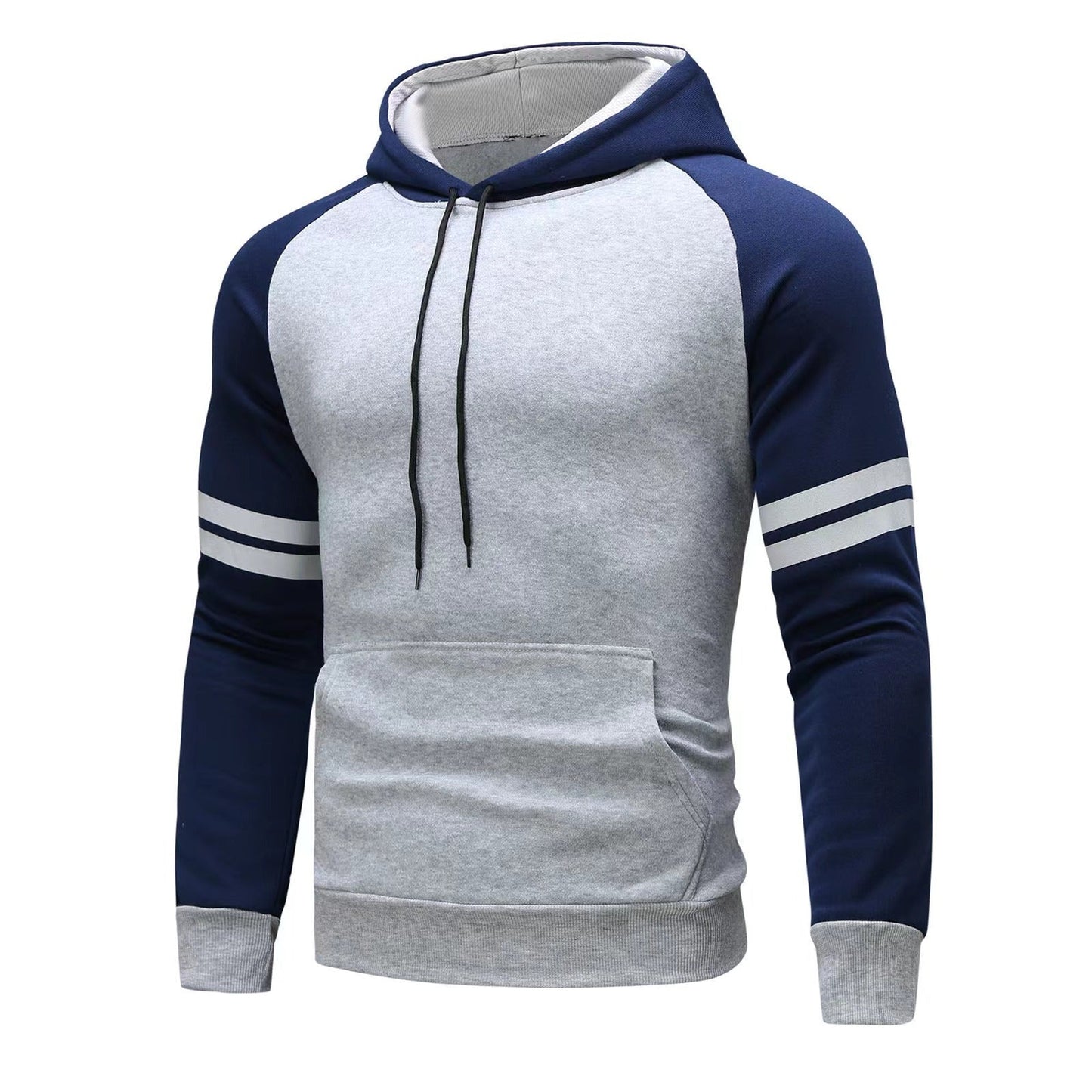Sweat à capuche homme – Coupe régulière – Coton doux – Manches raglan à bandes
