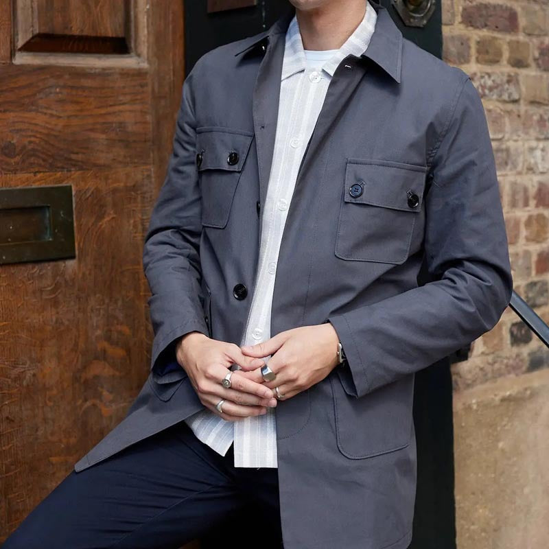 Veste utilitaire homme – Coupe droite – Coton mélangé – Multipoche – Boutonnée devant