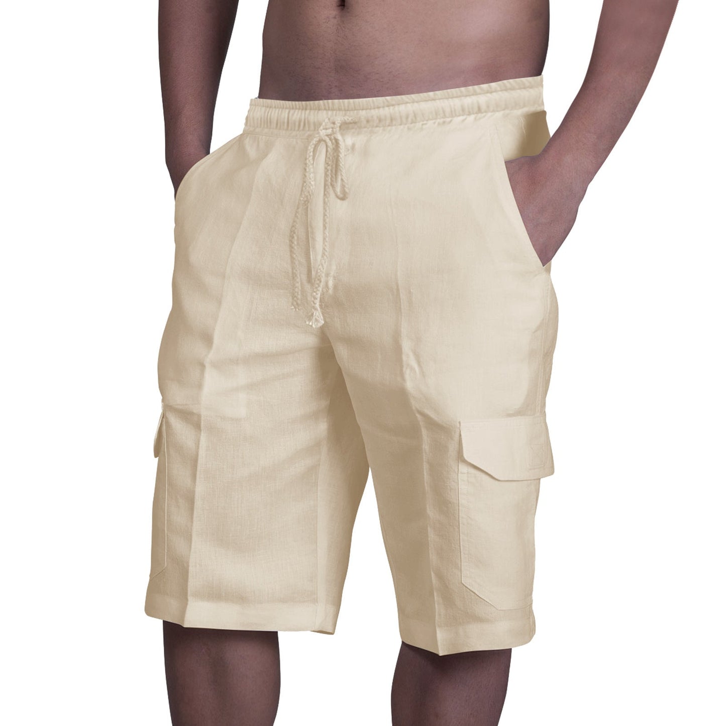 Short cargo homme – Coupe décontractée – Tissu respirant – Poches utilitaires – Cordon de serrage