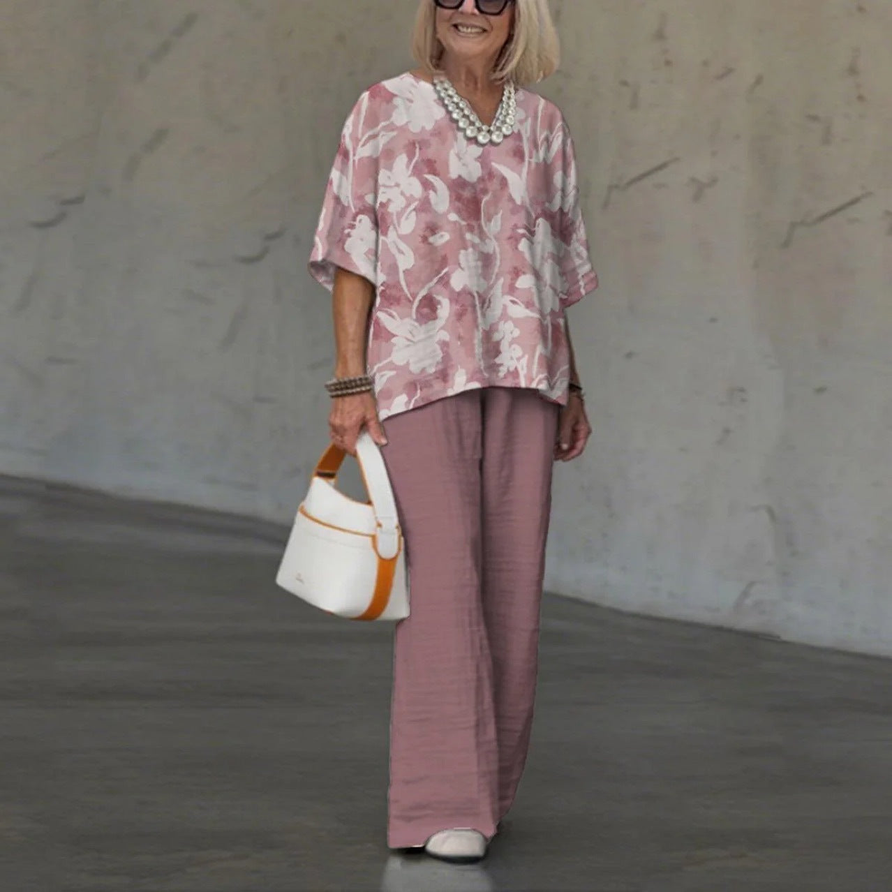 Ensemble femme décontracté – Chemise ample à pois – Pantalon large fluide coton