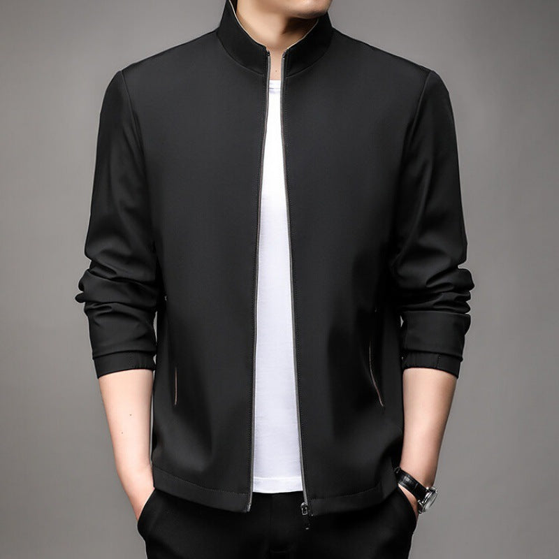 Veste homme – Coupe ajustée – Col montant – Fermeture zippée – Style business casual