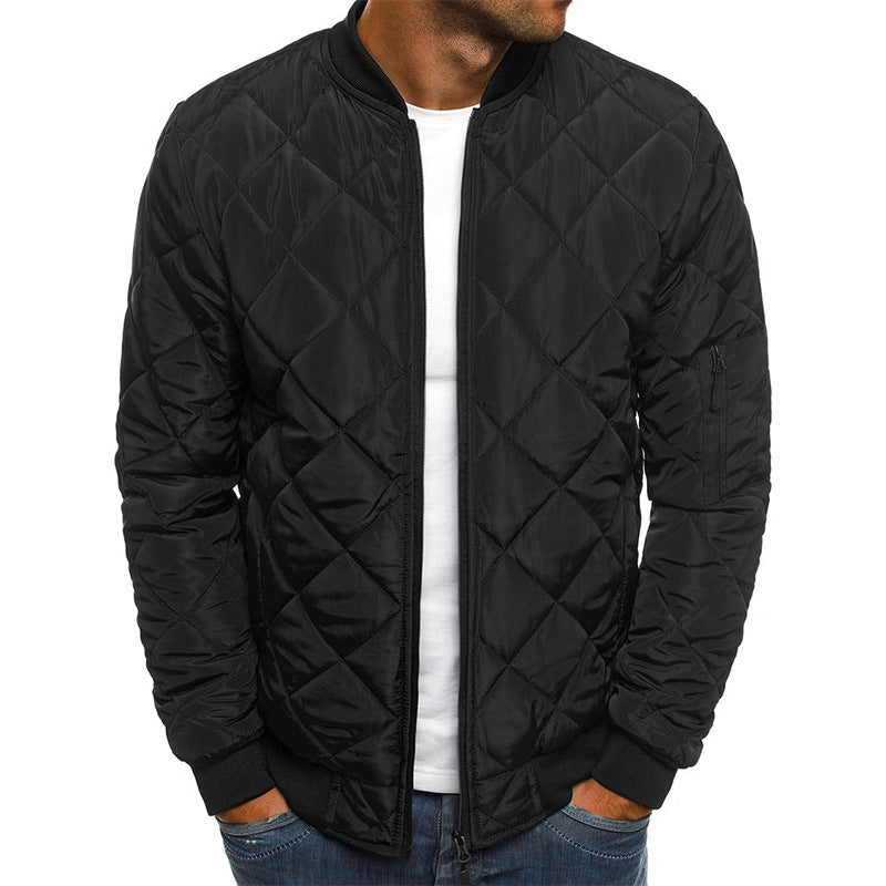 Veste matelassée homme – Coupe droite – Coton mélangé – Col montant – Fermeture zippée