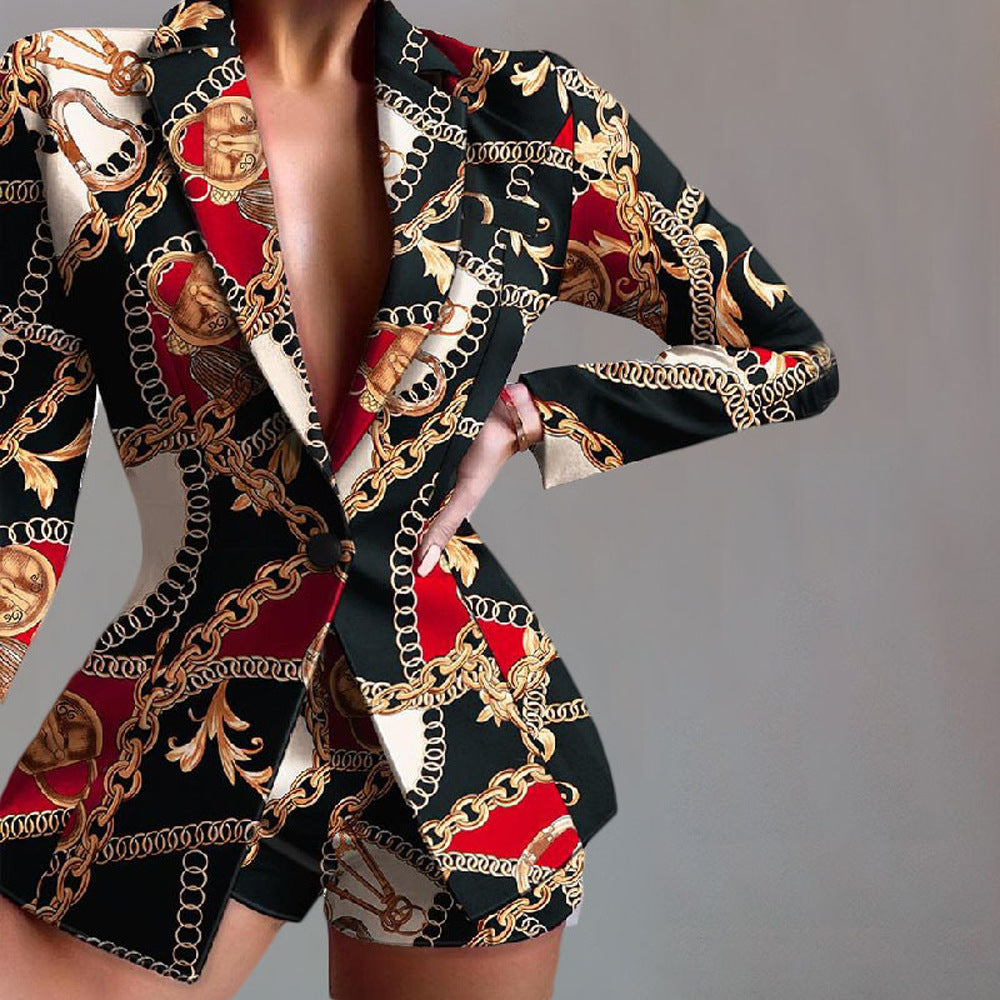 Blazer femme – Coupe cintrée – Imprimé léopard – Revers en pointe élégants