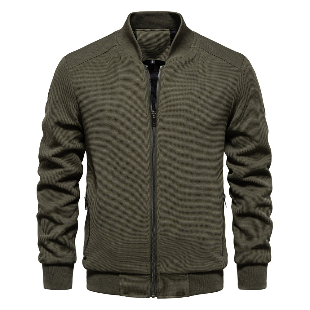 Blouson homme – Coupe slim – Tissu texturé – Fermeture zippée – Finitions côtelées