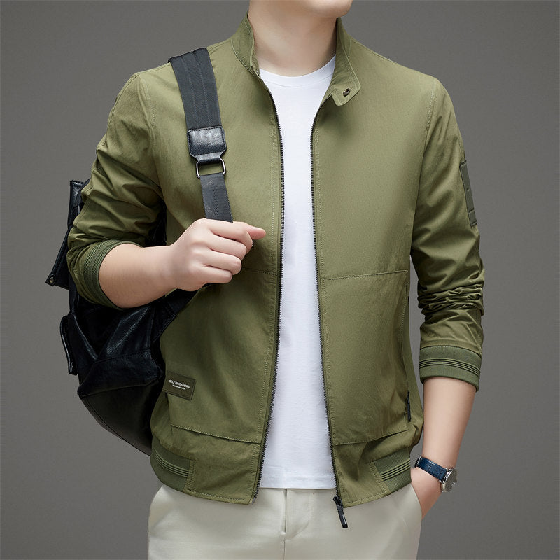 Veste homme – Coupe regular – Col montant – Fermeture zippée – Ourlet côtelé