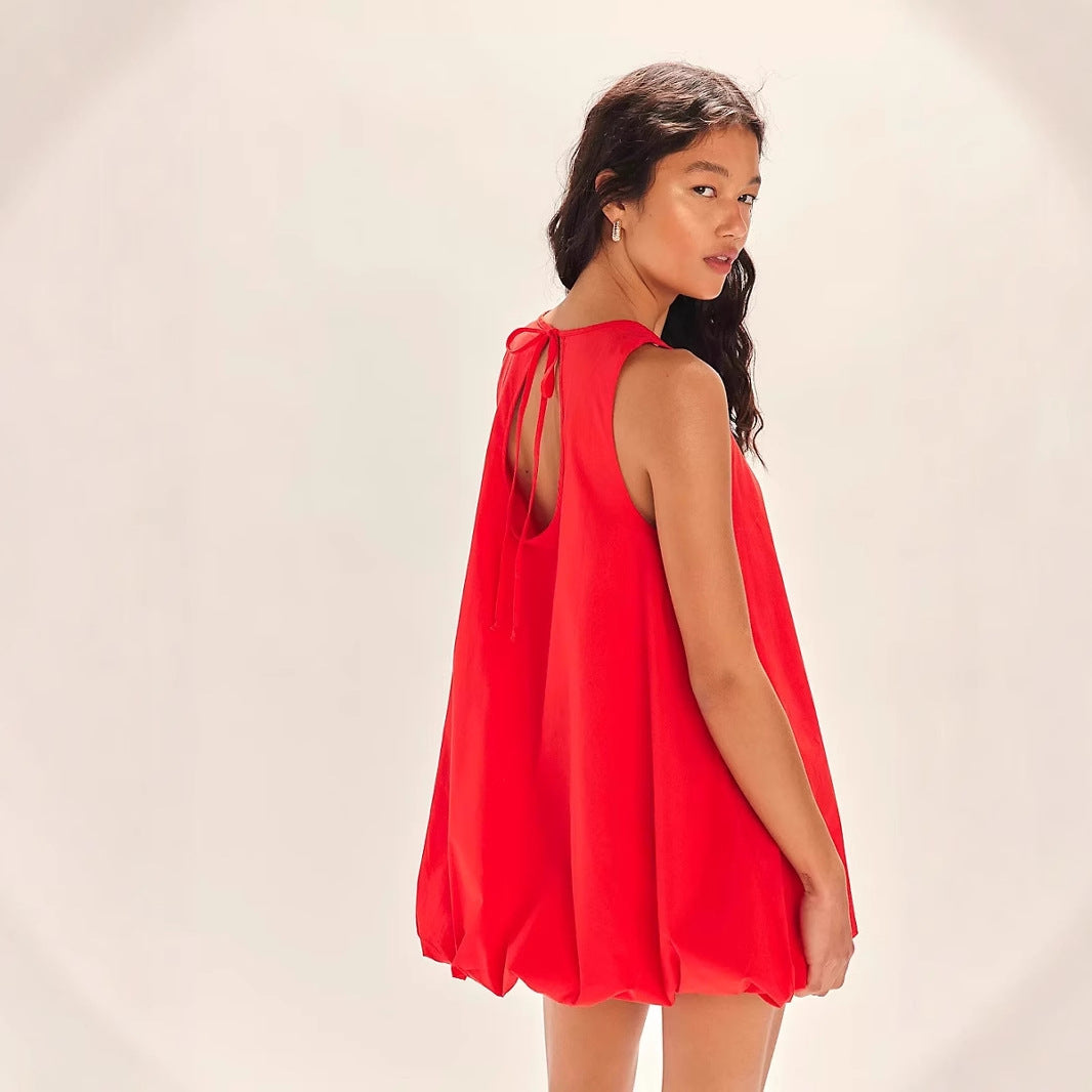 Robe Mini Femme – Coton Respirant – Sans Manches – Dos Nu – Coupe Ample