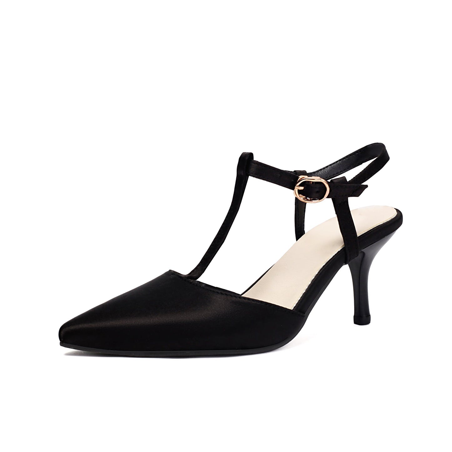 Sandales à talons hauts femme – Bout pointu – Bride en T – Ajustables élégantes