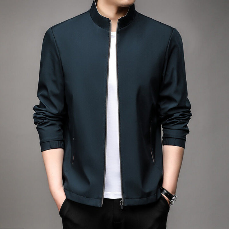 Veste homme – Coupe ajustée – Col montant – Fermeture zippée – Style business casual