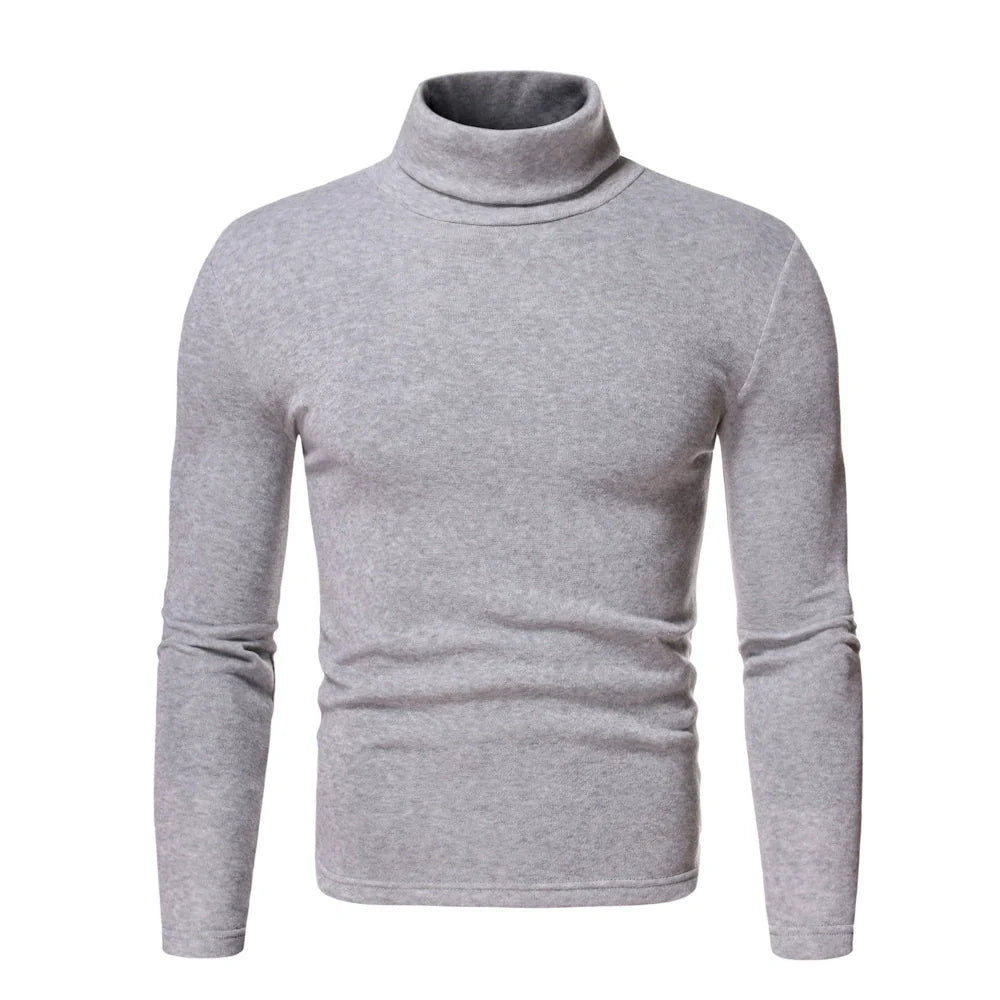 T-shirt col roulé homme – Coupe ajustée – Tissu stretch doux – Manches longues