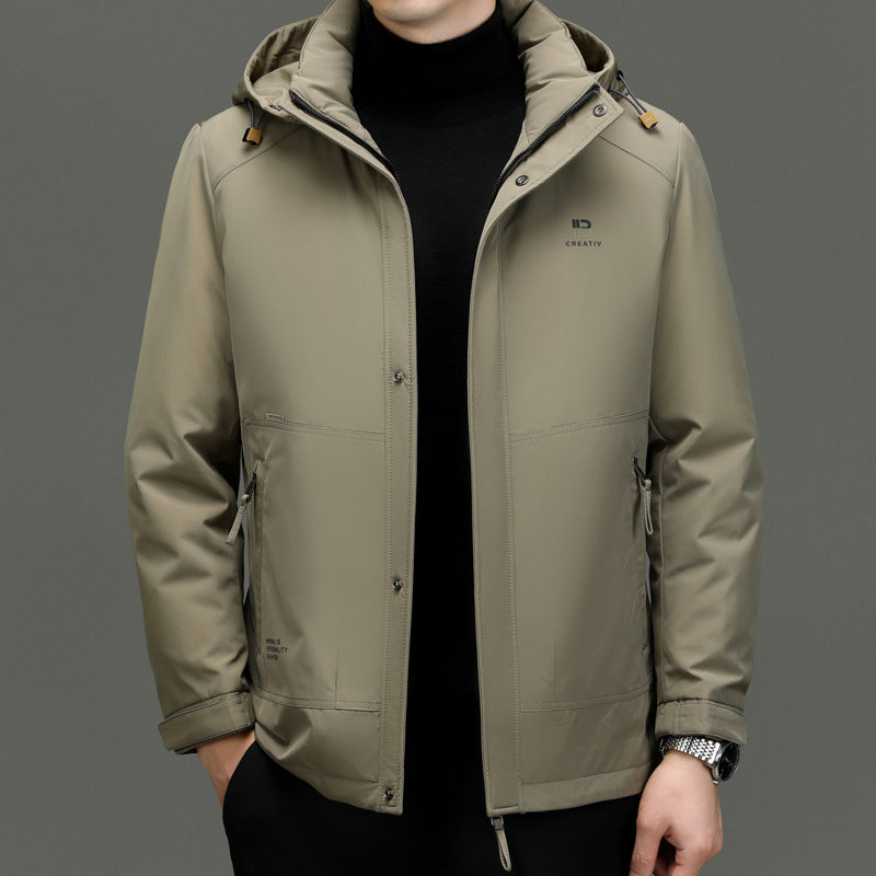 Veste homme matelassée – Duvet naturel – Coupe droite – Capuche amovible – Imperméable
