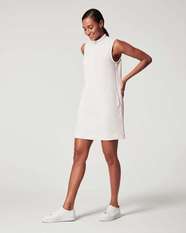 Theresa - Mini-robe sans manches – Col montant – Chic décontracté – Style estival