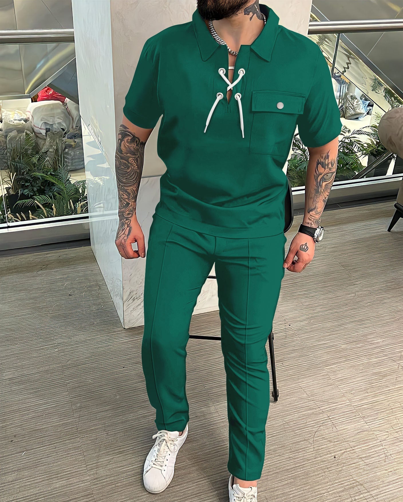 Ensemble Homme Chemise et Pantalon – Coupe Slim – Tissu Léger Respirant – Style Chic Décontracté