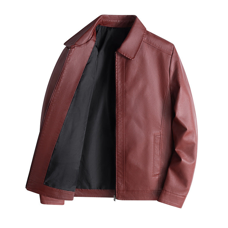 Veste homme – Coupe ajustée – Simili cuir lisse – Col montant – Fermeture zippée