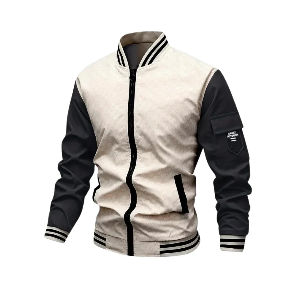 Blouson bombers homme – Coupe standard – Tissu respirant – Fermeture zippée – Poche manche