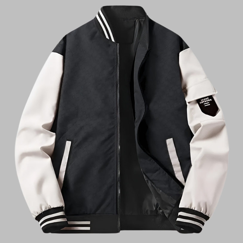 Blouson homme – Coupe décontractée – Manches contrastantes – Finition côtelée – Style casual chic