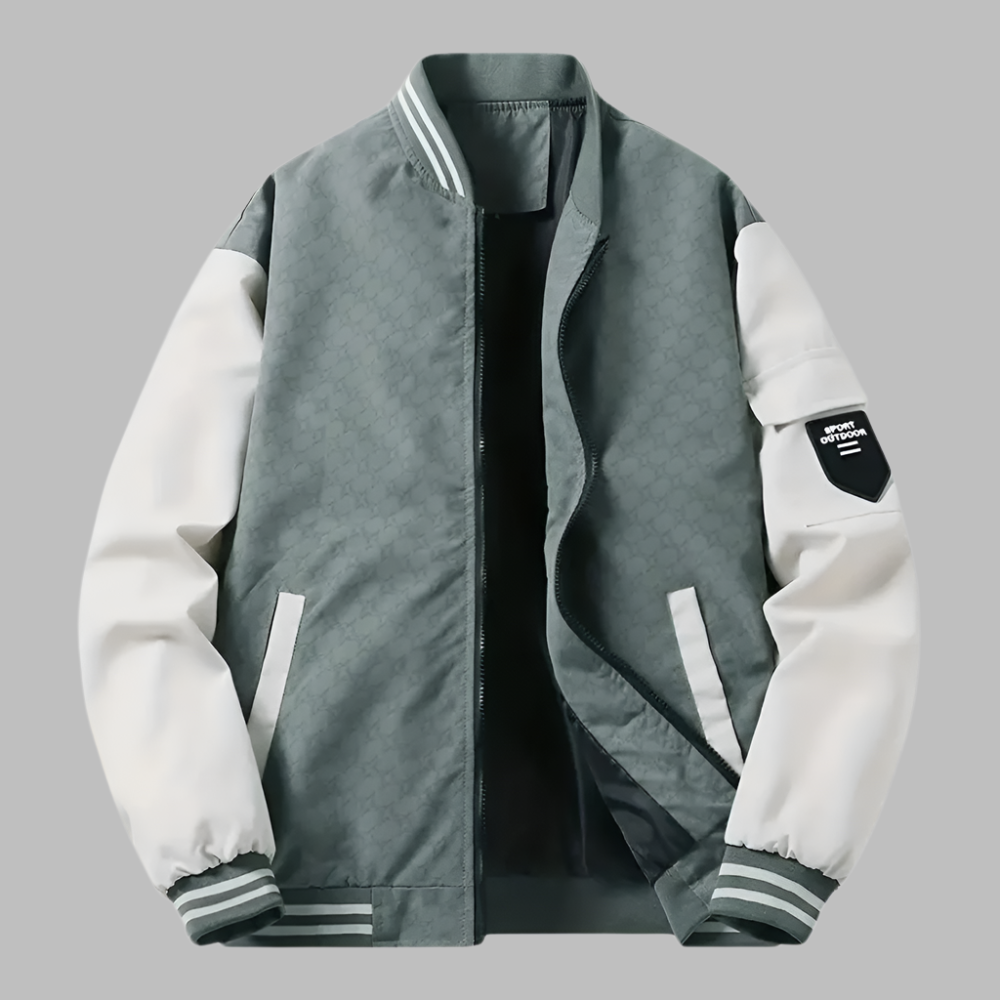 Blouson homme – Coupe décontractée – Manches contrastantes – Finition côtelée – Style casual chic