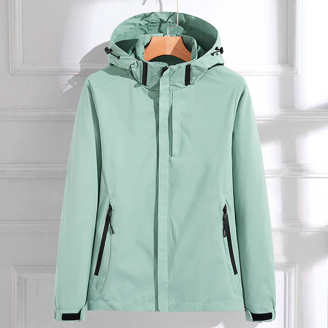 Veste imperméable femme – Capuche réglable – Fermeture zippée – Coupe mi-longue