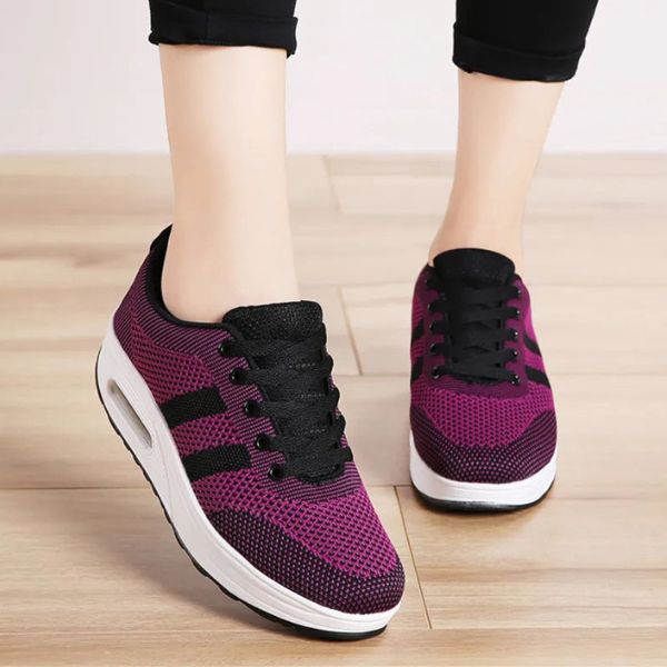 Baskets Femme - Respirantes avec Amorti Air - Semelle Épaisse Antidérapante - Confort Casual