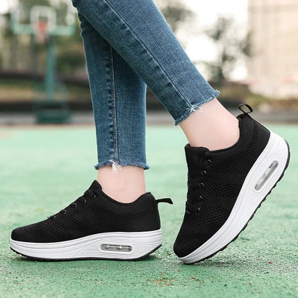 Baskets Femme - Respirantes avec Amorti Air - Semelle Épaisse Antidérapante - Confort Casual