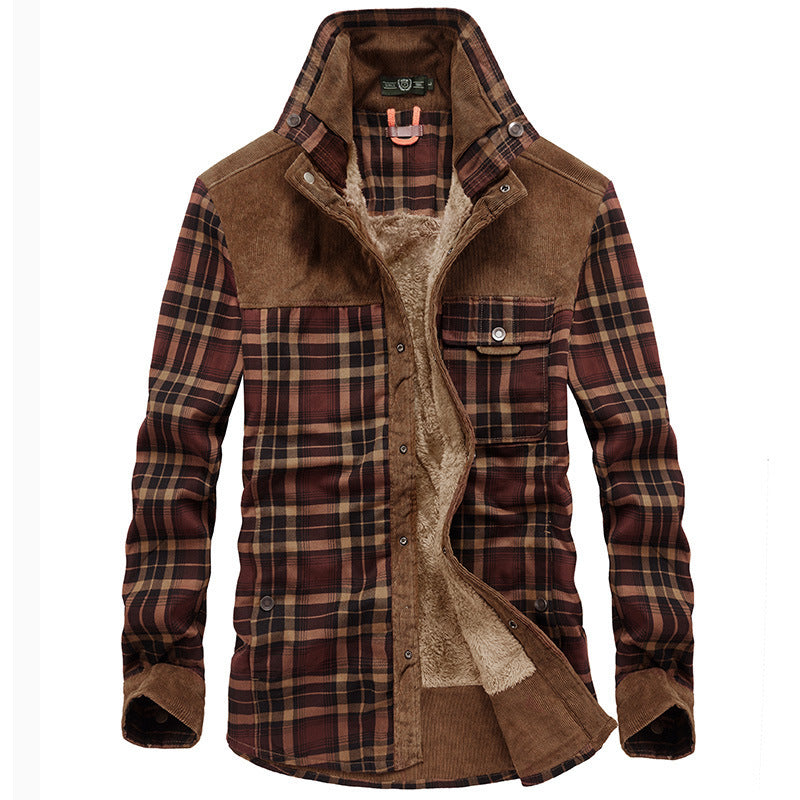 Veste homme – Coupe décontractée – Laine touché doux – Doublure polaire – Motif carreaux