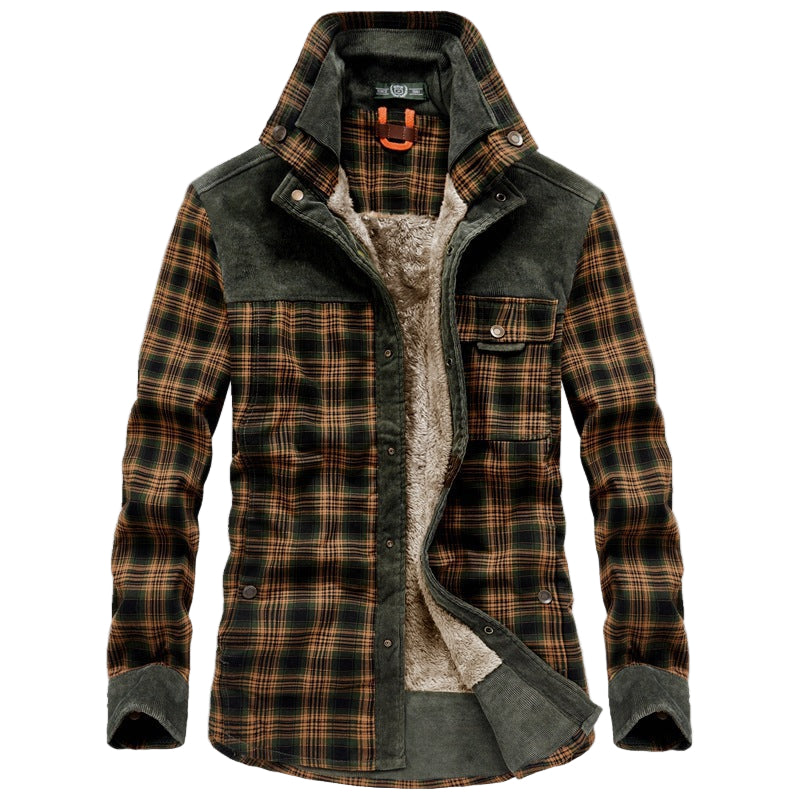 Veste homme – Coupe décontractée – Laine touché doux – Doublure polaire – Motif carreaux