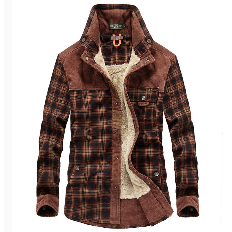 Veste homme – Coupe décontractée – Laine touché doux – Doublure polaire – Motif carreaux