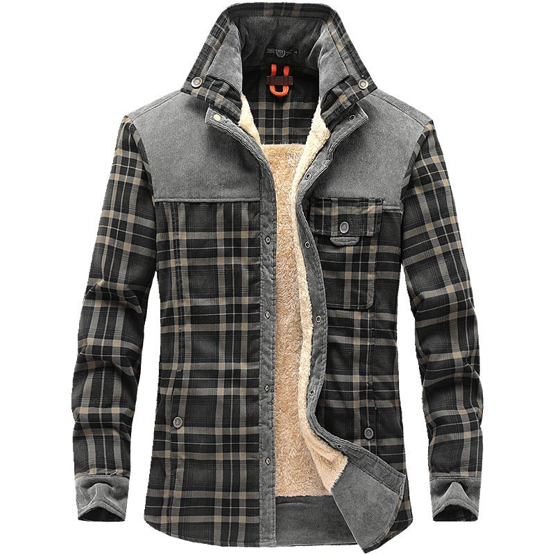 Veste homme – Coupe décontractée – Laine touché doux – Doublure polaire – Motif carreaux