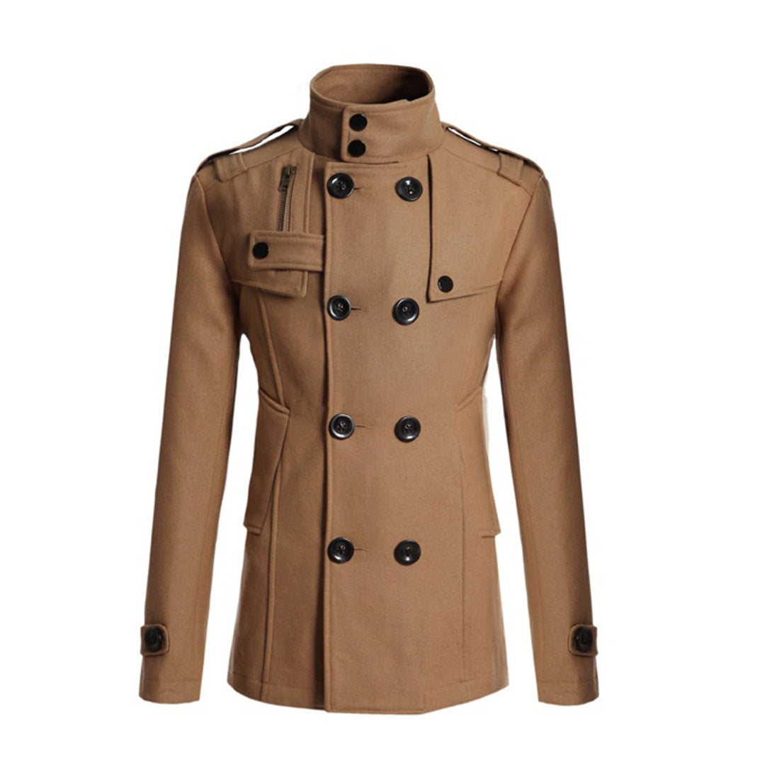 Manteau homme – Coupe structurée – Laine – Double boutonnage – Col montant