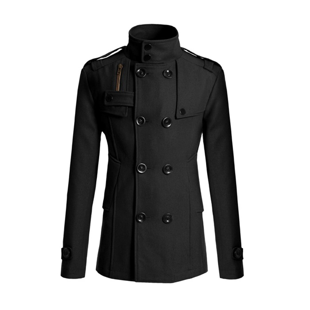 Manteau homme – Coupe structurée – Laine – Double boutonnage – Col montant