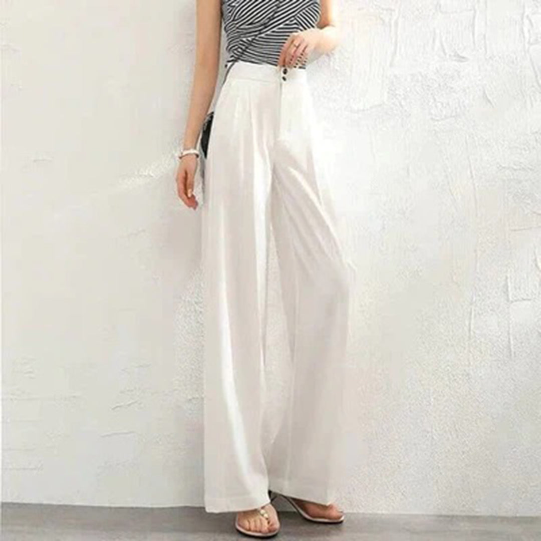 Pantalon Large Femme - Taille Haute - Confortable et Élégant - Tissu Fluide