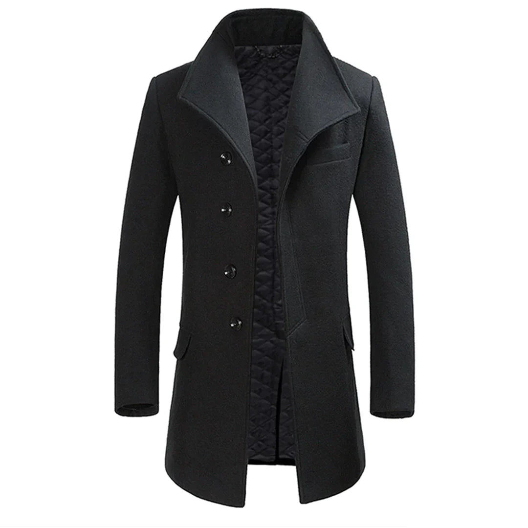 Manteau homme – Coupe ajustée – Laine – Doublure matelassée – Col à revers classique