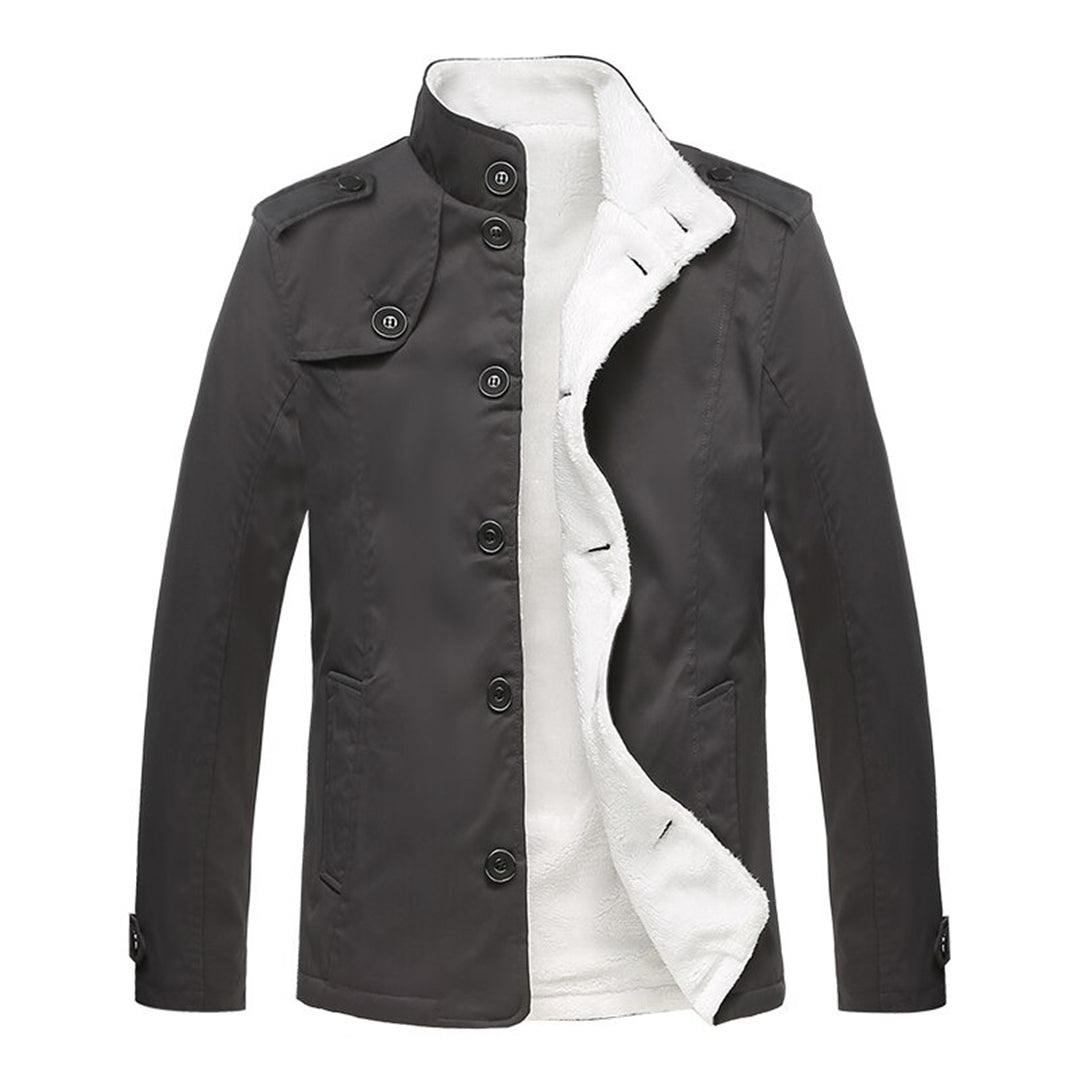 Veste homme – Coupe ajustée – Doublure polaire – Col montant – Boutonnage classique