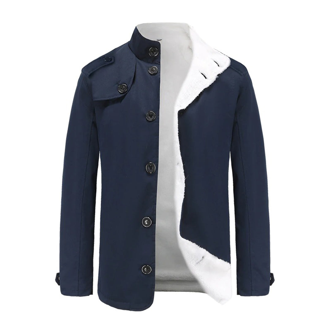Veste homme – Coupe ajustée – Doublure polaire – Col montant – Boutonnage classique