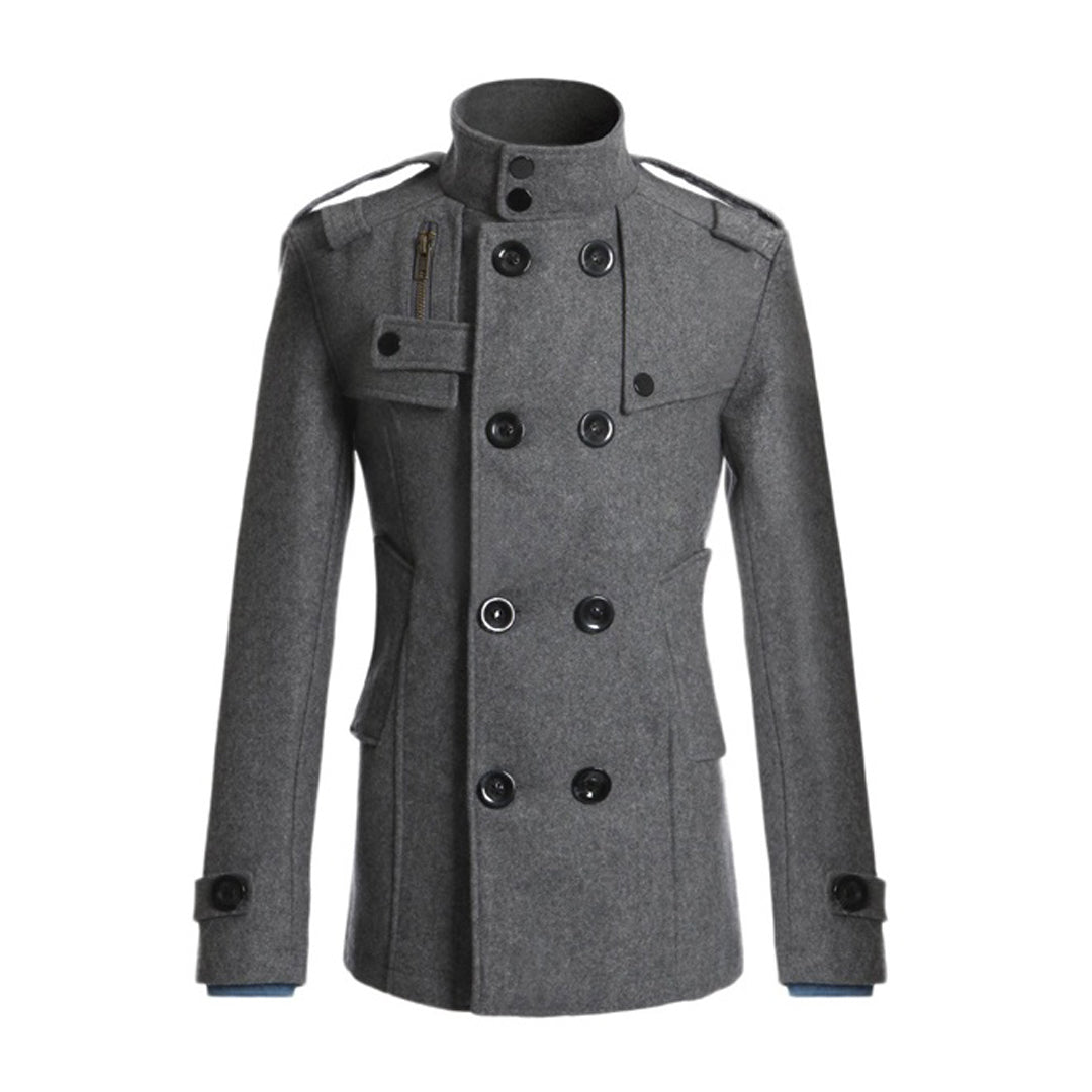 Manteau homme – Coupe structurée – Laine – Double boutonnage – Col montant