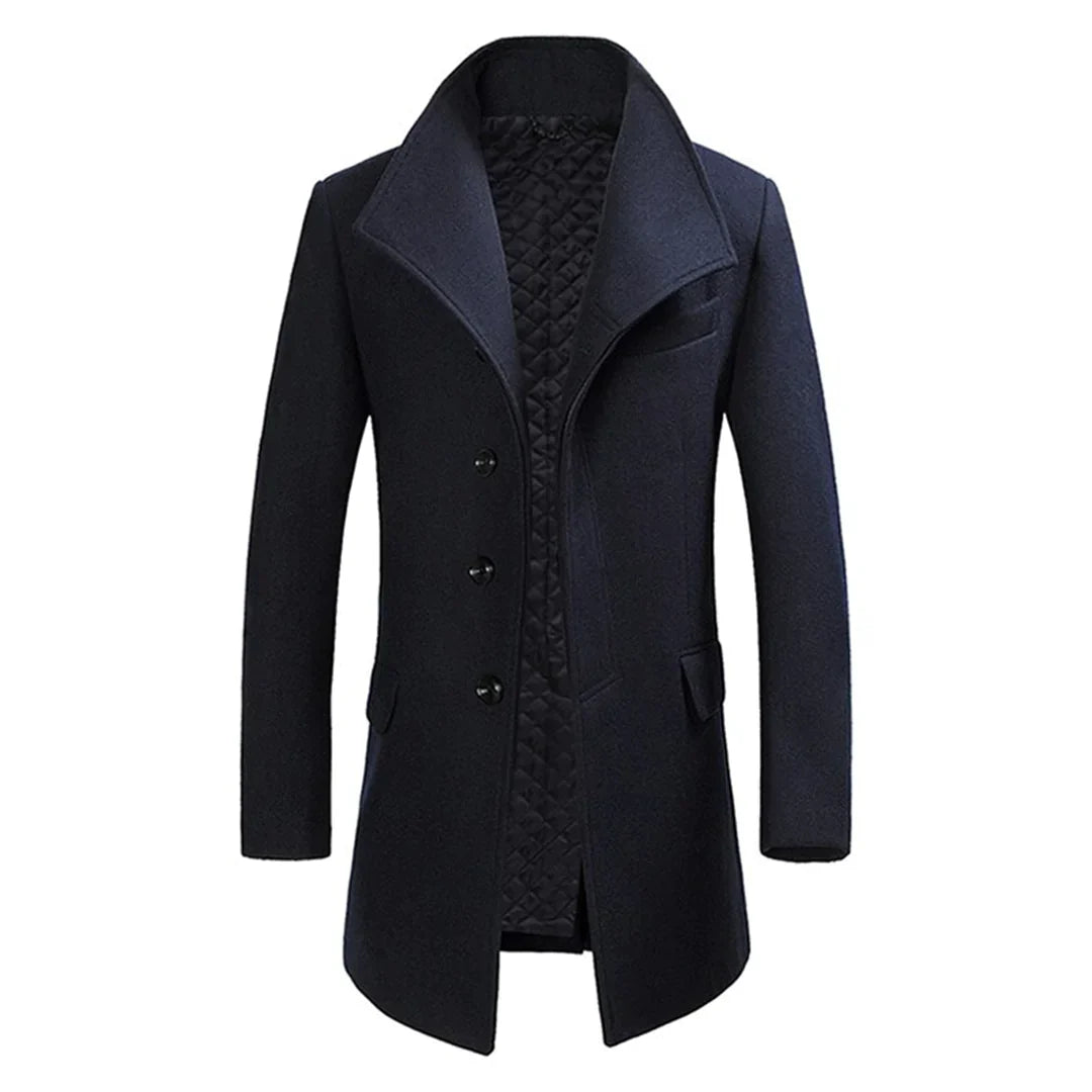 Manteau homme – Coupe ajustée – Laine – Doublure matelassée – Col à revers classique