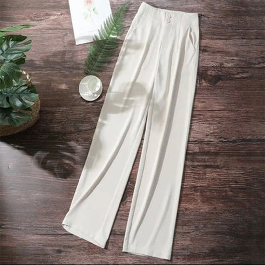 Pantalon Large Femme - Taille Haute - Confortable et Élégant - Tissu Fluide
