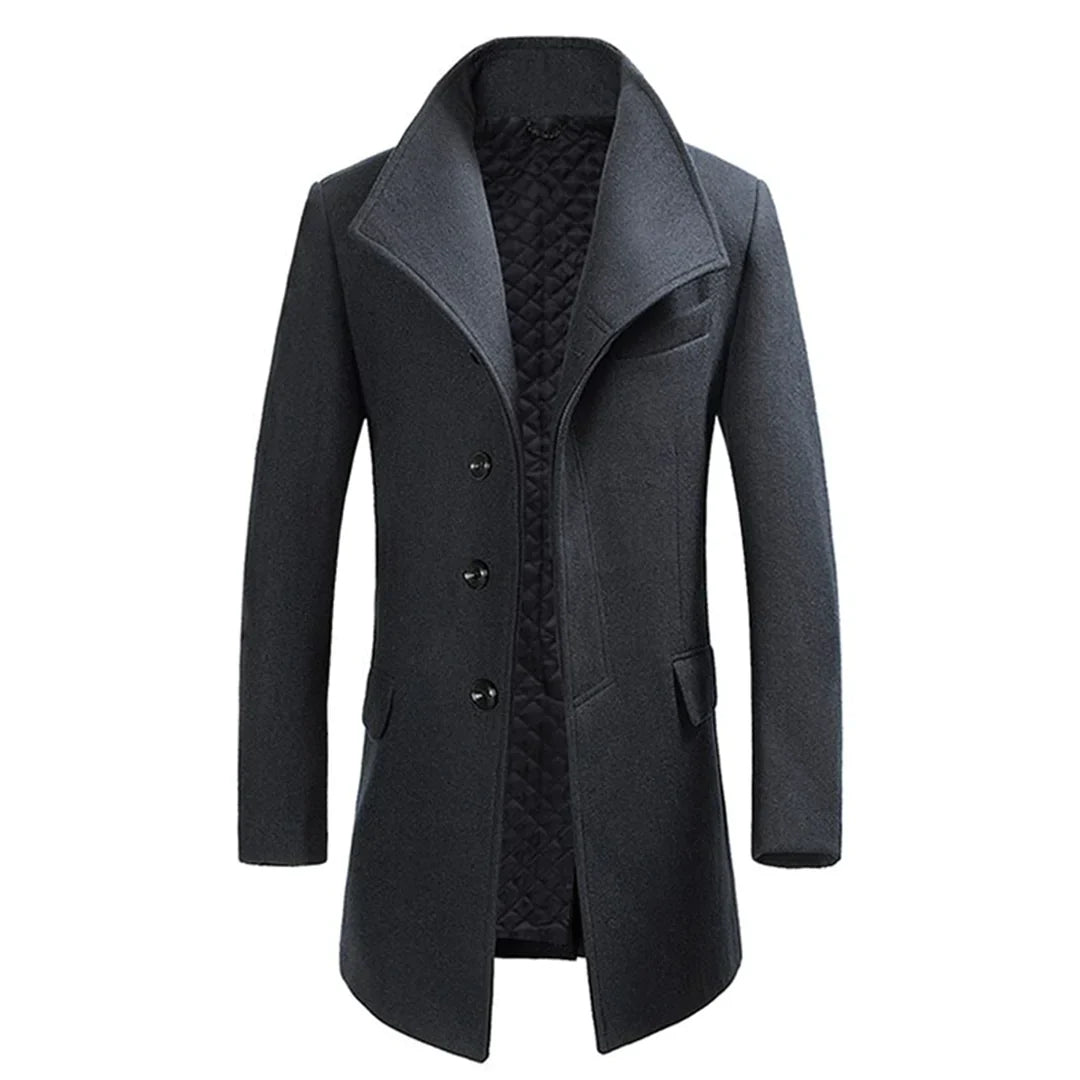 Manteau homme – Coupe ajustée – Laine – Doublure matelassée – Col à revers classique