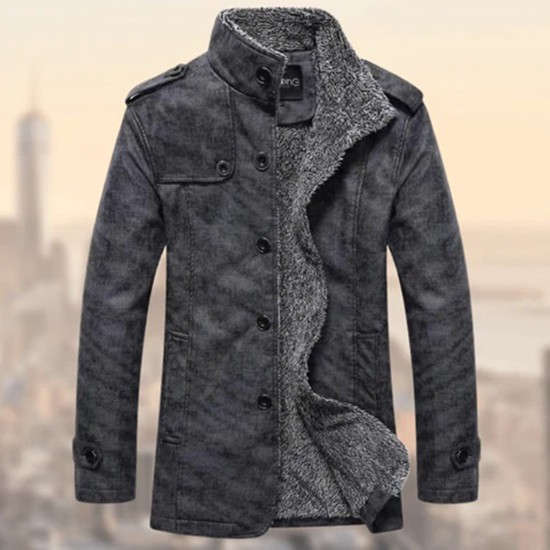 Blouson homme – Coupe ajustée – Effet suède – Doublure shearling – Épaules boutonnées