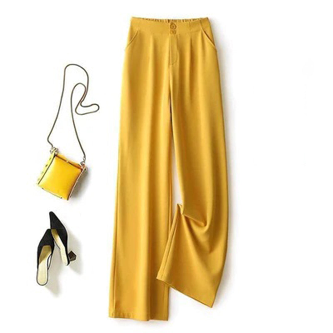 Pantalon Large Femme - Taille Haute - Confortable et Élégant - Tissu Fluide