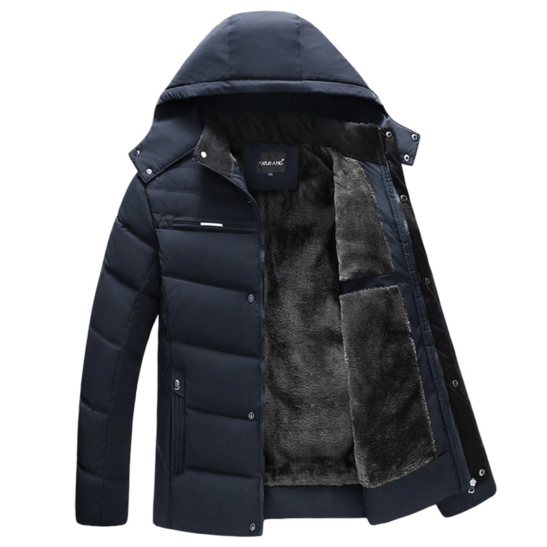 Veste homme matelassée – coupe regular – capuche – doublure effet fourrure – zippée