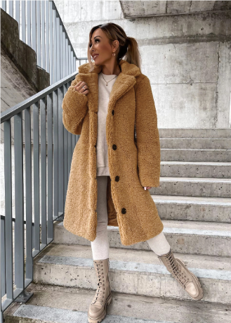 Manteau d'hiver élégant et moelleux pour femme