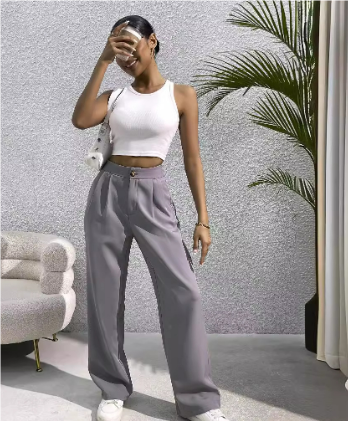 Pantalon large femme - Taille haute - Confortable et élégant - Coupe ample