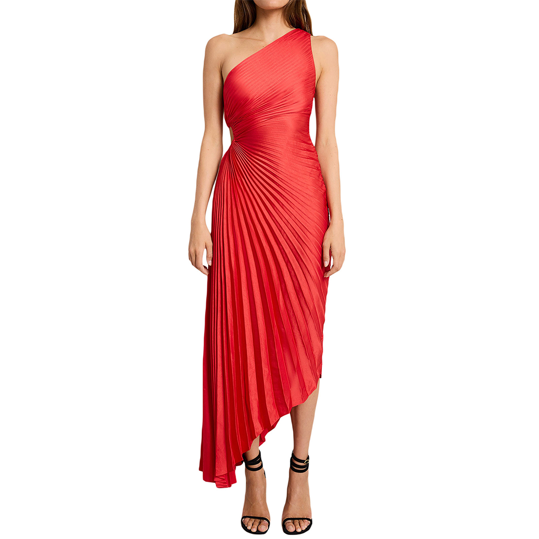 Robe de Soirée Femme - Épaule Dénudée - Longue Plissée Élégante