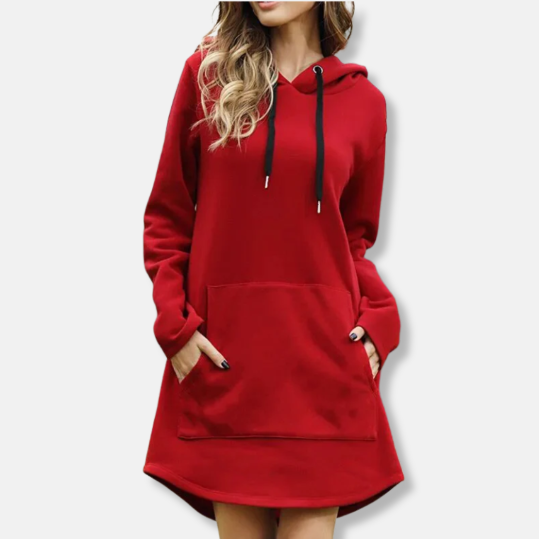 Robe sweat femme – coupe décontractée – coton doux – manches longues avec capuche