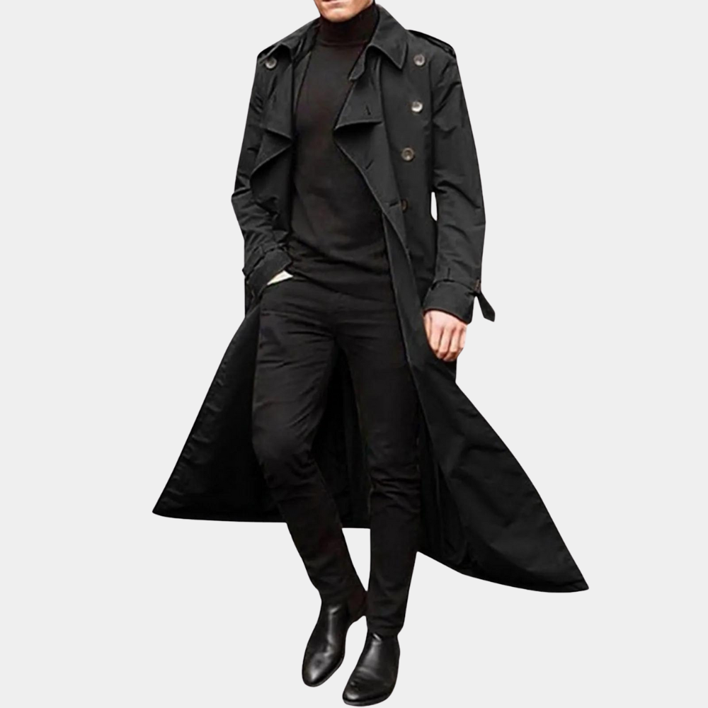 Manteau trench homme – Coupe cintrée – Coton respirant – Style croisé classique