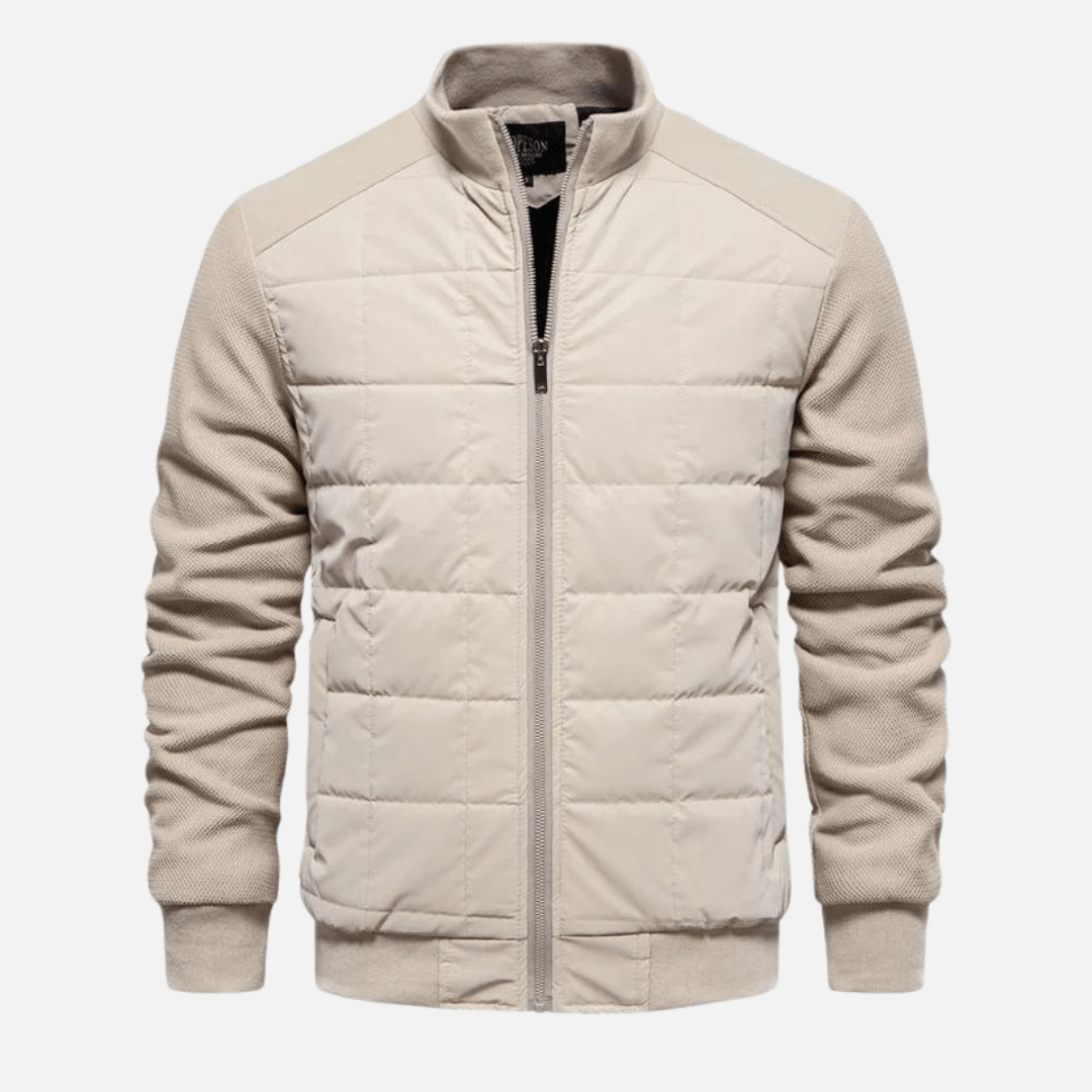 Homme Veste - Tissu Tissé Matelassé - Coupe Slim - Col Montant